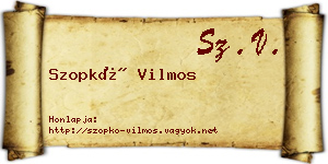 Szopkó Vilmos névjegykártya